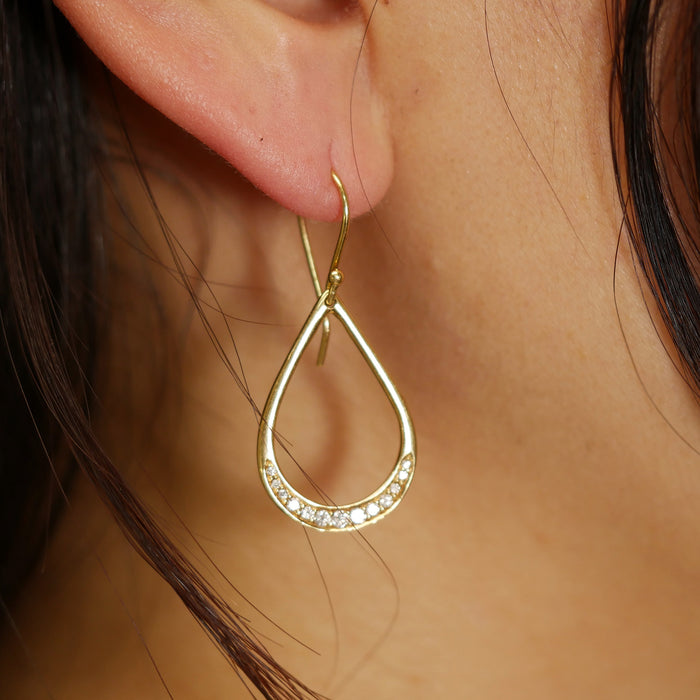 ESTATE IPPOLITA DIAMOND TEARDROP EARRINGS IN 18K YELLOW GOLD