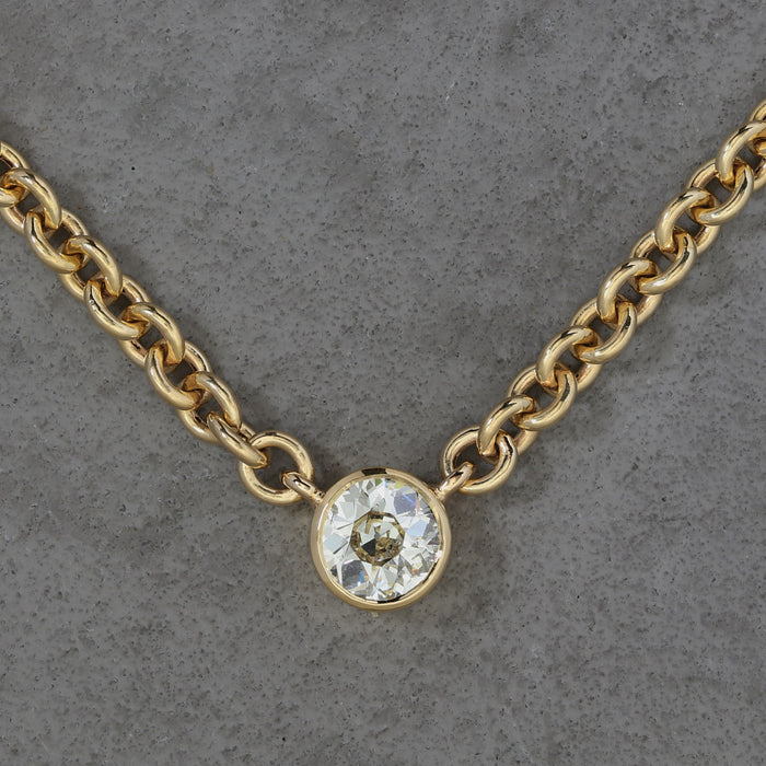 REVIVAL 1.18CT OLD MINE CUT DIAMOND NECKLACE 18K YELLOW GOLD