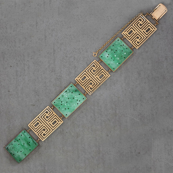 MARSH AND CO JADEITE BRACELET IN 14K YELLOW GOLD