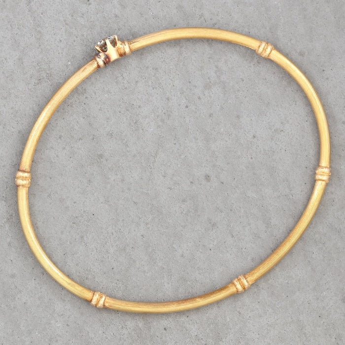 VICTORIAN OLD MINE CUT DIAMOND BANGLE 14K YELLOW GOLD