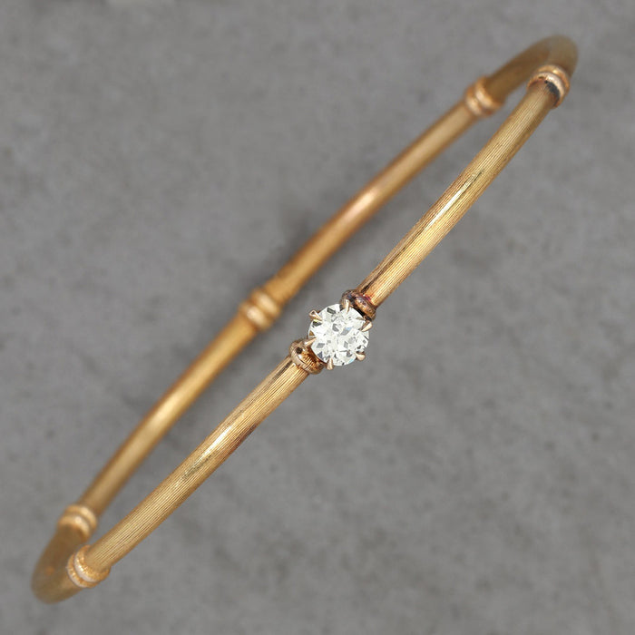 VICTORIAN OLD MINE CUT DIAMOND BANGLE 14K YELLOW GOLD
