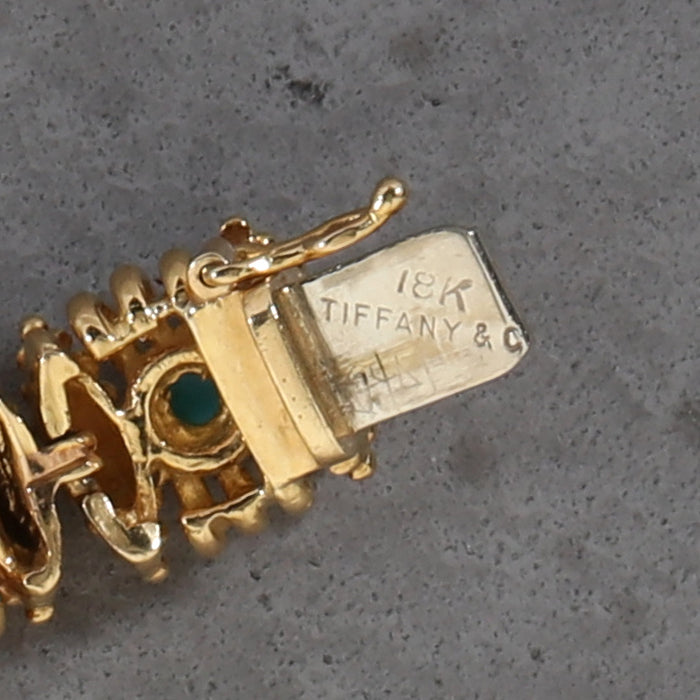 ESTATE TIFFANY AND CO TURQUOISE BRACELET 18K YELLOW GOLD