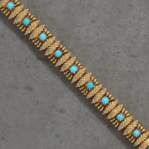 ESTATE TIFFANY AND CO TURQUOISE BRACELET 18K YELLOW GOLD