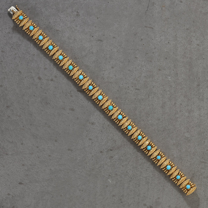ESTATE TIFFANY AND CO TURQUOISE BRACELET 18K YELLOW GOLD