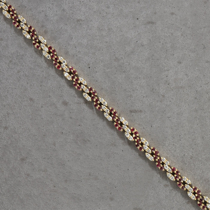 DIAMOND AND RUBY BRACELET 18K YELLOW GOLD
