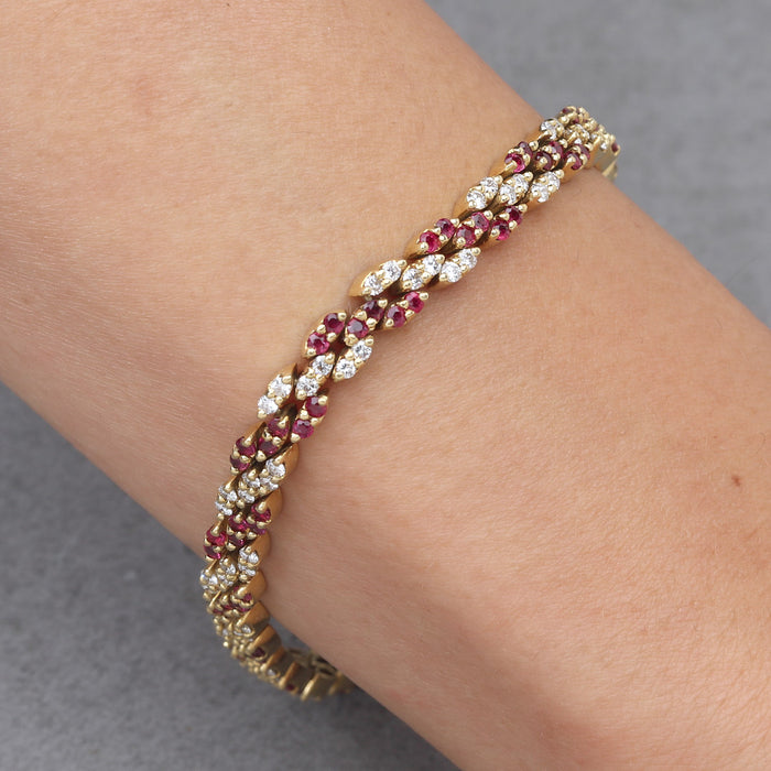 DIAMOND AND RUBY BRACELET 18K YELLOW GOLD