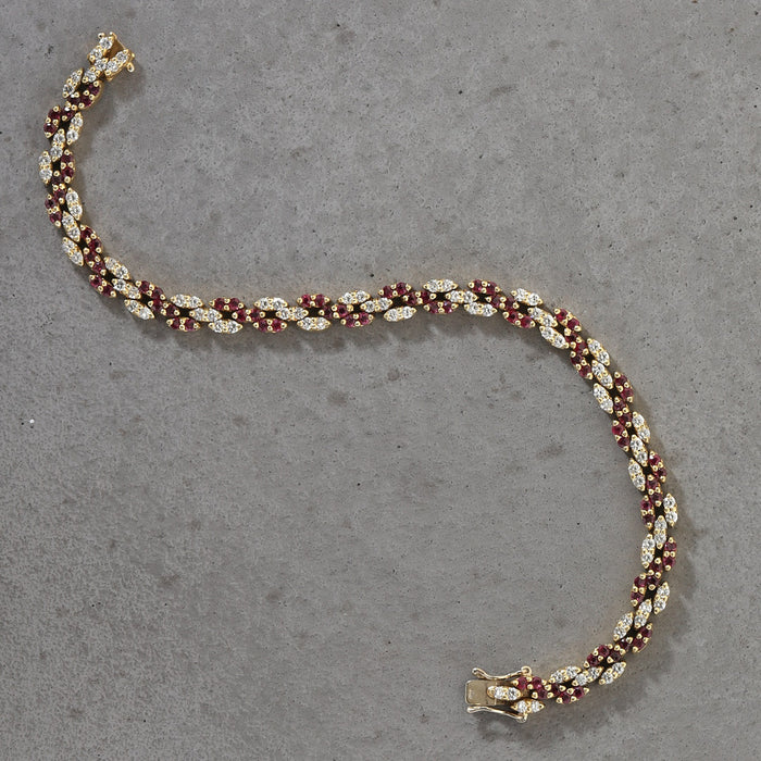 DIAMOND AND RUBY BRACELET 18K YELLOW GOLD