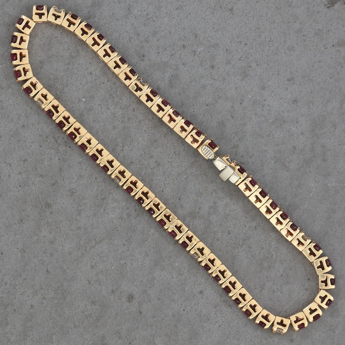 RUBY AND DIAMOND LINE BRACELET 14K YELLOW GOLD