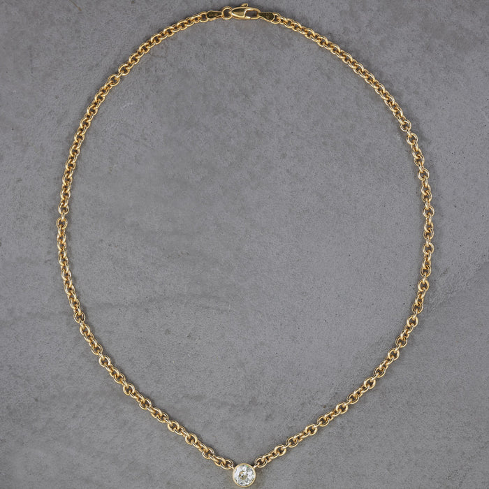 REVIVAL 1.18CT OLD MINE CUT DIAMOND NECKLACE 18K YELLOW GOLD