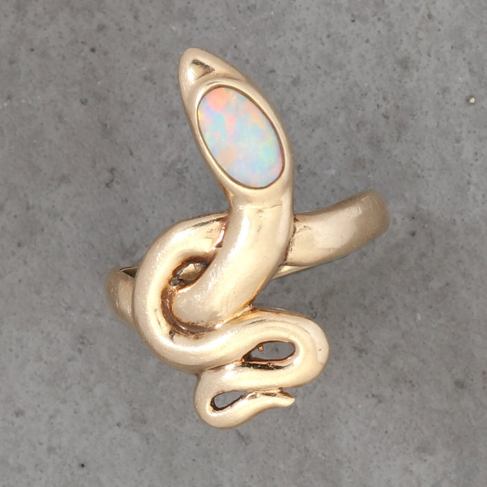 OPAL SNAKE RING 14K YELLOW GOLD