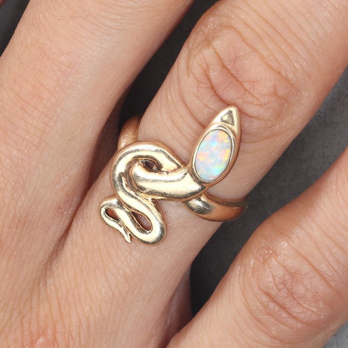 OPAL SNAKE RING 14K YELLOW GOLD