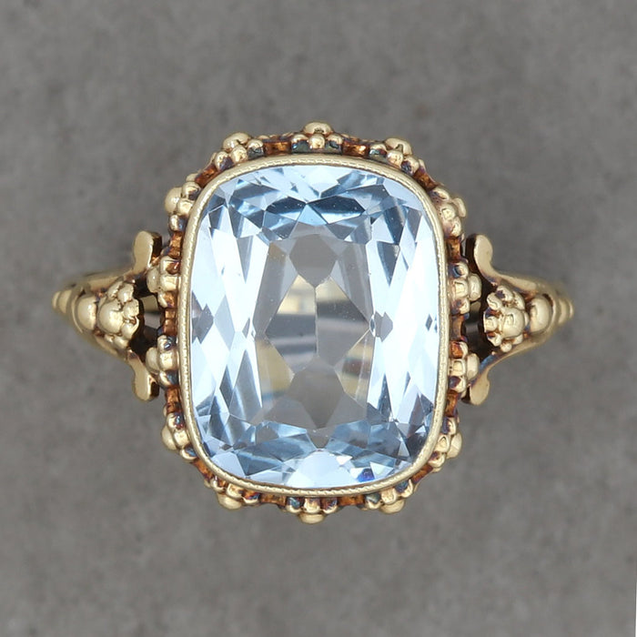 VICTORIAN AQUAMARINE RING 14K YELLOW GOLD