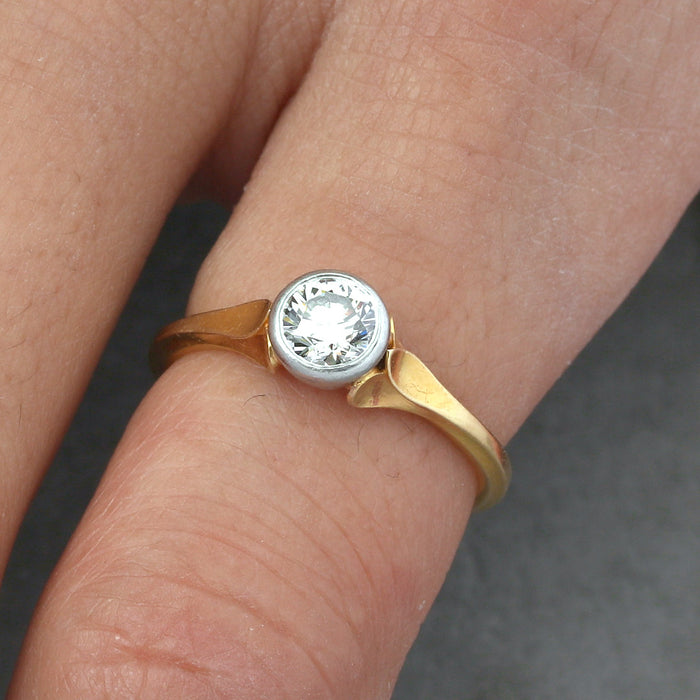 VINTAGE MCTEIGUE AND MCCLELLAND 0.52CT BRILLIANT DIAMOND RING 18K BLOOMED GOLD