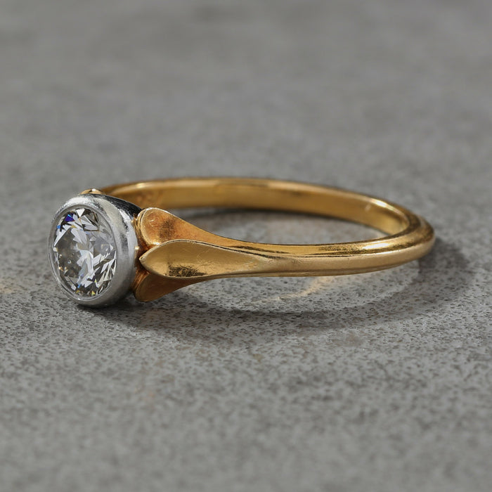 VINTAGE MCTEIGUE AND MCCLELLAND 0.52CT BRILLIANT DIAMOND RING 18K BLOOMED GOLD