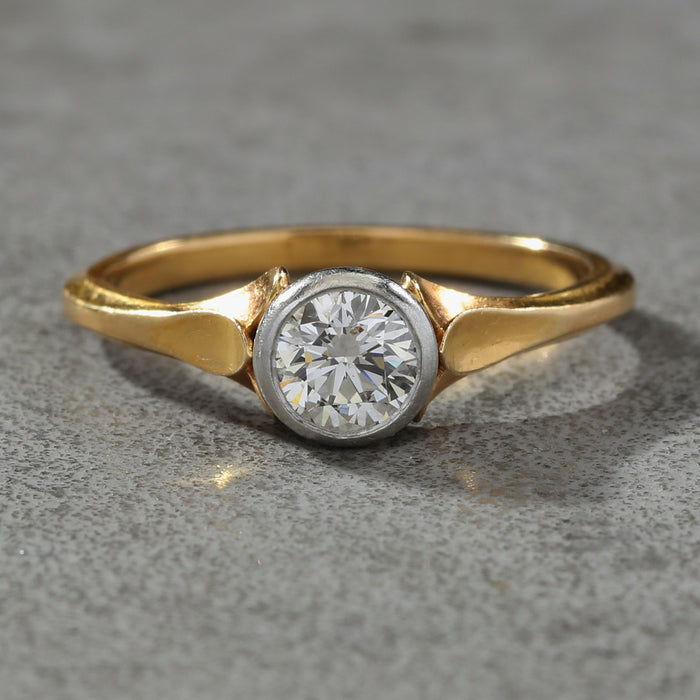 VINTAGE MCTEIGUE AND MCCLELLAND 0.52CT BRILLIANT DIAMOND RING 18K BLOOMED GOLD