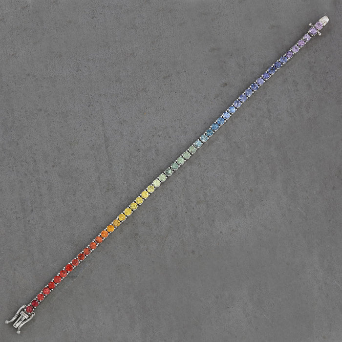 GRADIENT COLOR SAPPHIRE LINE BRACELET 14K WHITE GOLD