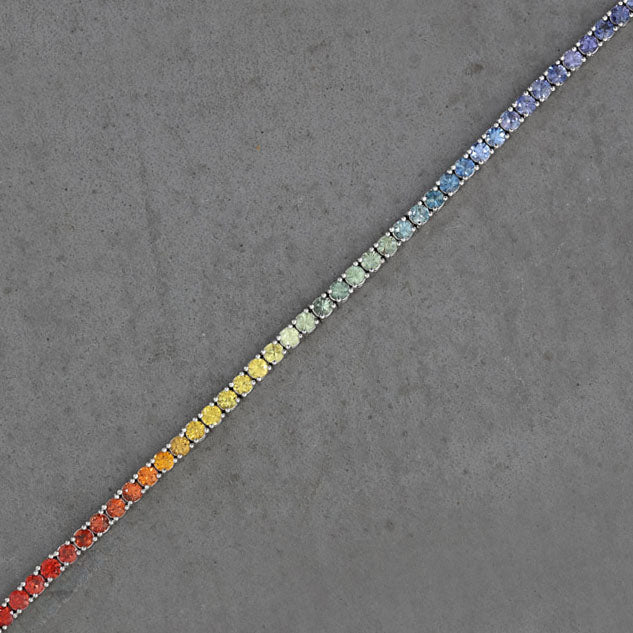 GRADIENT COLOR SAPPHIRE LINE BRACELET 14K WHITE GOLD
