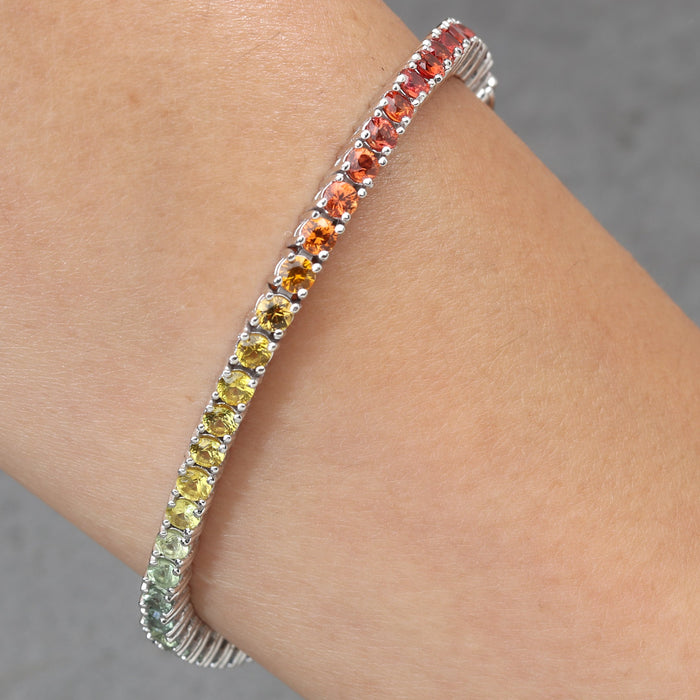 GRADIENT COLOR SAPPHIRE LINE BRACELET 14K WHITE GOLD