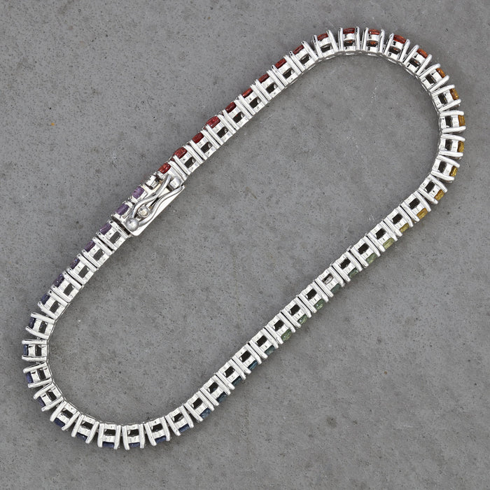 GRADIENT COLOR SAPPHIRE LINE BRACELET 14K WHITE GOLD