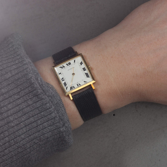 JUVENIA GENT'S SQUARE WATCH 18K YELLOW GOLD