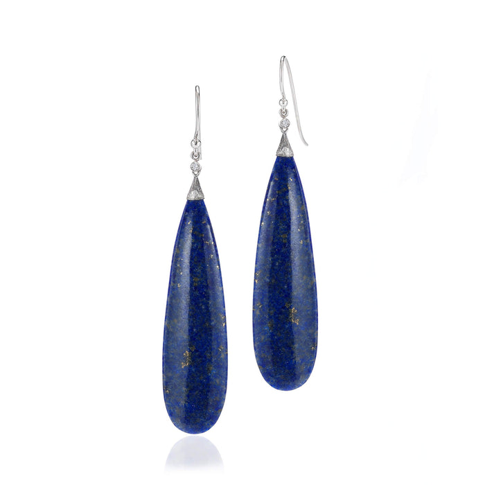Lapis Drop Earrings in Platinum