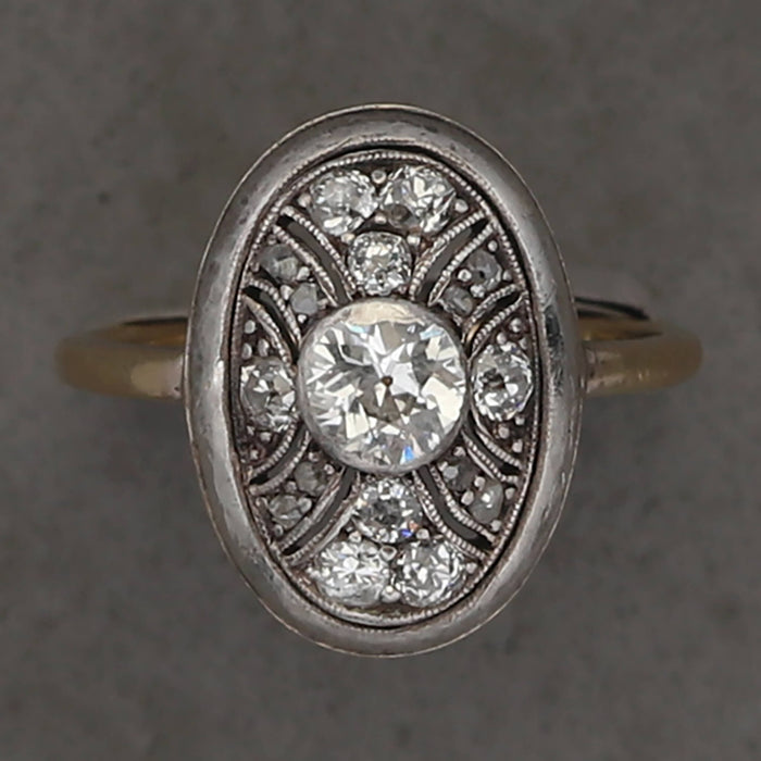 OLD EUROPEAN CUT DIAMOND EDWARDIAN RING 14K YELLOW / WHITE GOLD