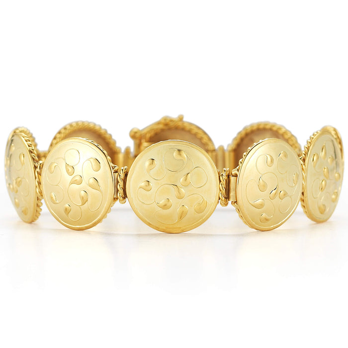Estate Medallion Bracelet in Bloomed Gold