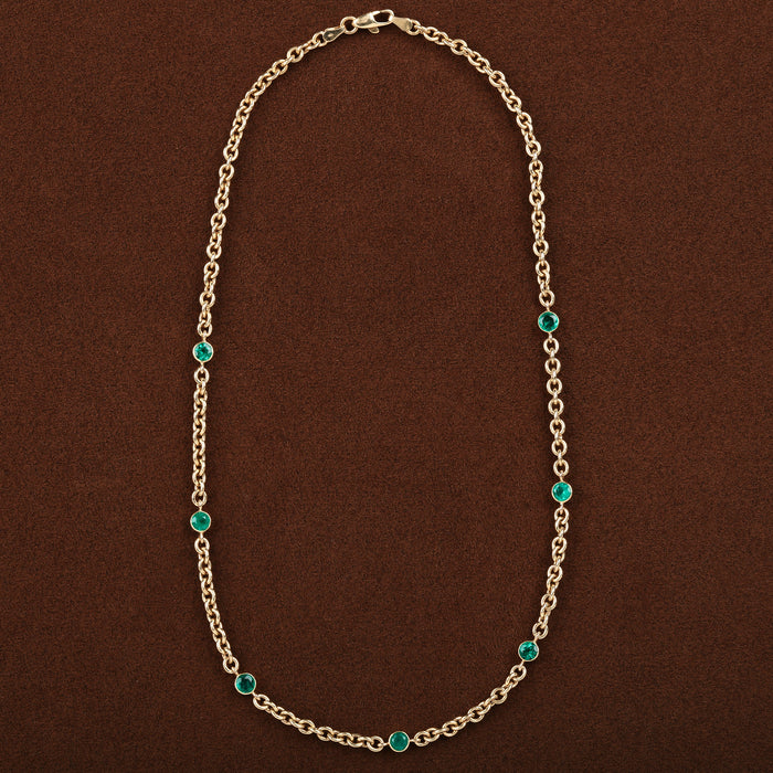 EMERALDS BY THE YARD NECKLACE IN 18K YELLOW GOLD