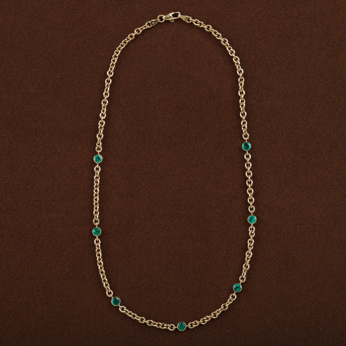 EMERALDS BY THE YARD NECKLACE IN 18K YELLOW GOLD