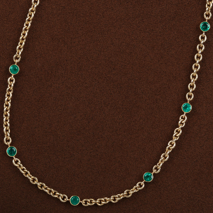 EMERALDS BY THE YARD NECKLACE IN 18K YELLOW GOLD