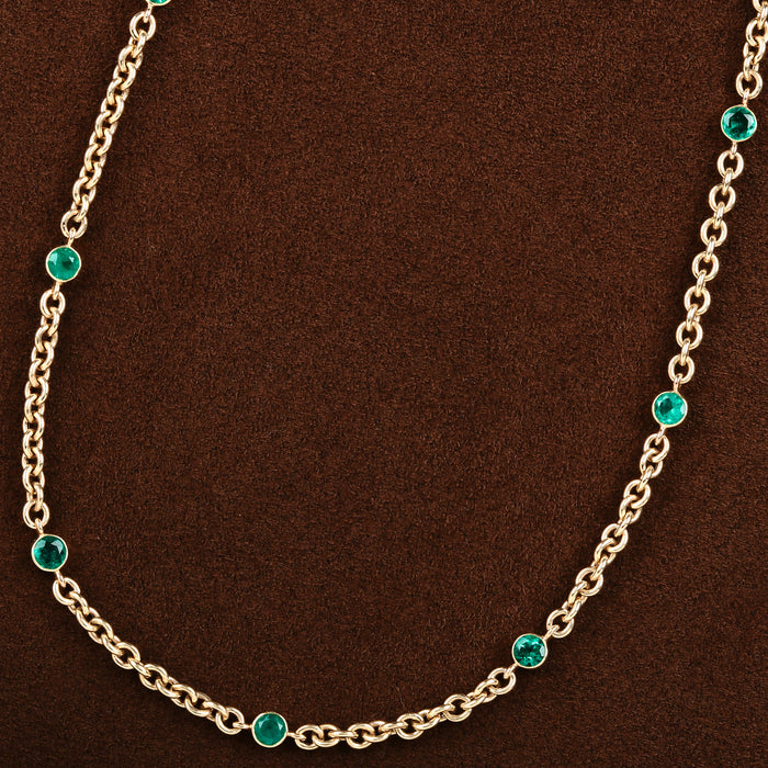 EMERALDS BY THE YARD NECKLACE IN 18K YELLOW GOLD