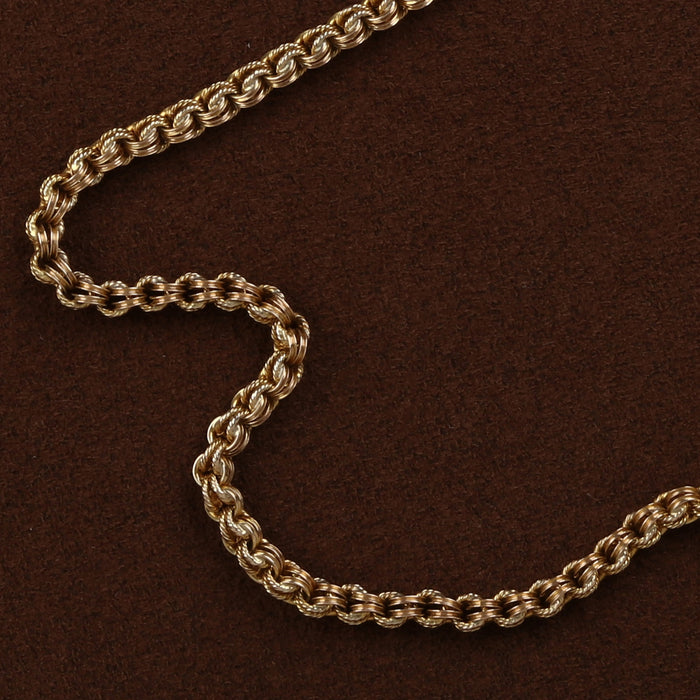 ANTIQUE LINK CHAIN IN 12K YELLOW GOLD 30" LENGTH