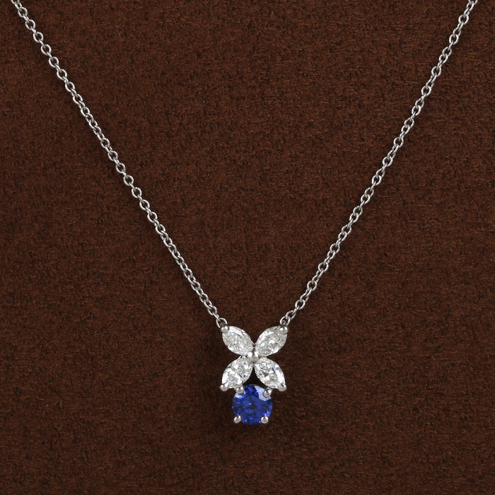 TIFFANY & CO. SAPPHIRE AND DIAMOND VICTORIA PENDANT IN PLATINUM
