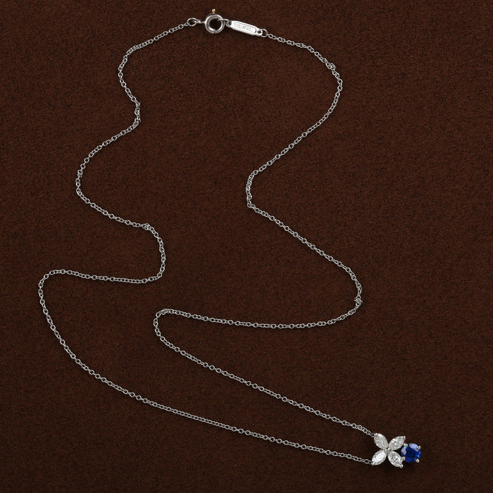 TIFFANY & CO. SAPPHIRE AND DIAMOND VICTORIA PENDANT IN PLATINUM