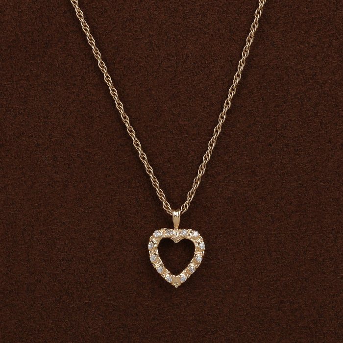 DIAMOND HEART PENDANT WITH TWIST CHAIN IN 14K YELLOW GOLD 22.5" LENGTH