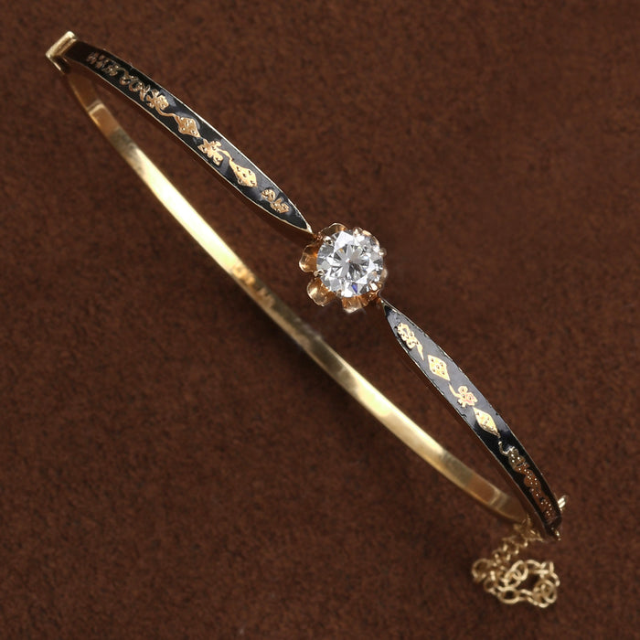 VICTORIAN DIAMOND AND ENAMEL BRACELET IN 14K YELLOW GOLD
