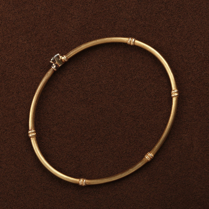 VICTORIAN OLD MINE CUT DIAMOND BANGLE 14K YELLOW GOLD