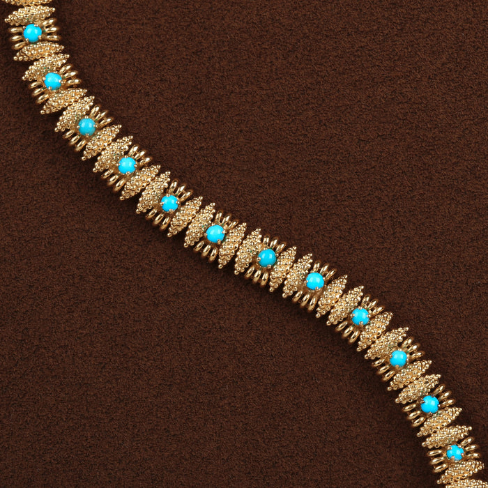 ESTATE TIFFANY AND CO TURQUOISE BRACELET 18K YELLOW GOLD
