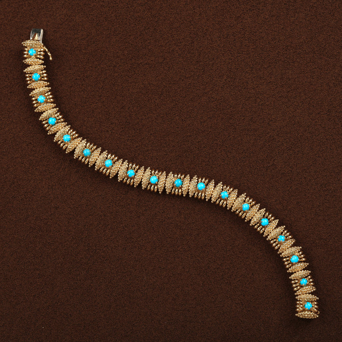 ESTATE TIFFANY AND CO TURQUOISE BRACELET 18K YELLOW GOLD