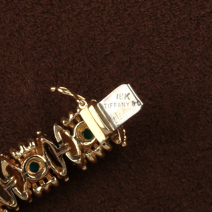 ESTATE TIFFANY AND CO TURQUOISE BRACELET 18K YELLOW GOLD