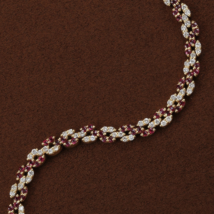 DIAMOND AND RUBY BRACELET 18K YELLOW GOLD