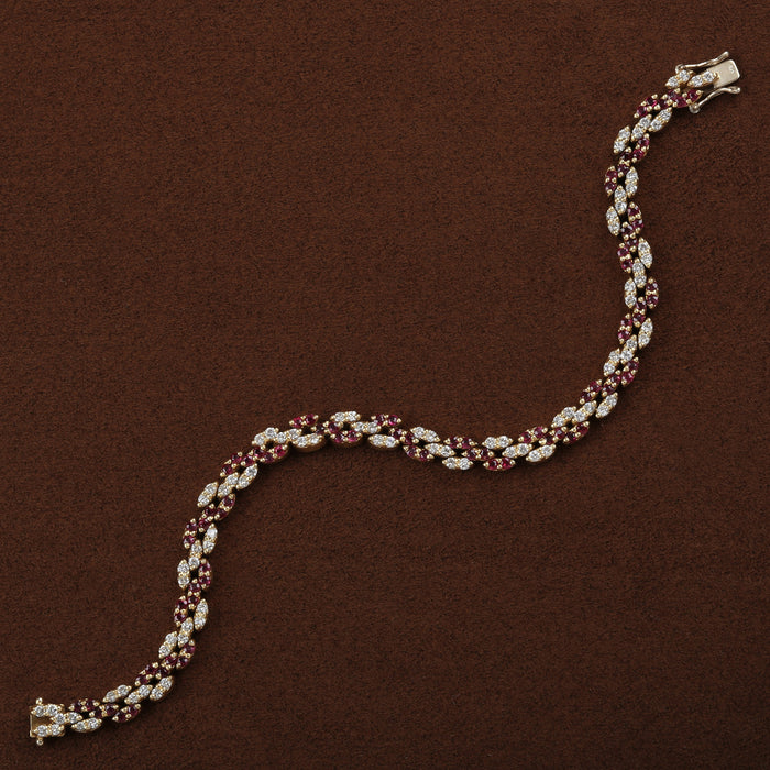 DIAMOND AND RUBY BRACELET 18K YELLOW GOLD