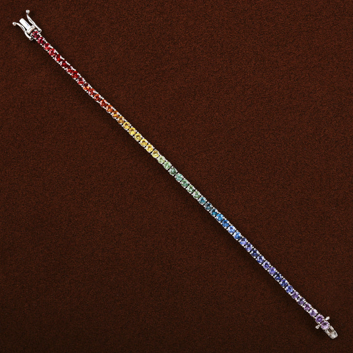 GRADIENT COLOR SAPPHIRE LINE BRACELET 14K WHITE GOLD