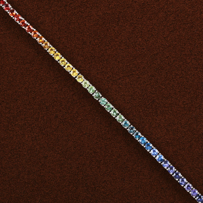 GRADIENT COLOR SAPPHIRE LINE BRACELET 14K WHITE GOLD