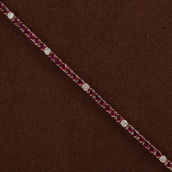 RUBY AND DIAMOND LINE BRACELET 14K YELLOW GOLD