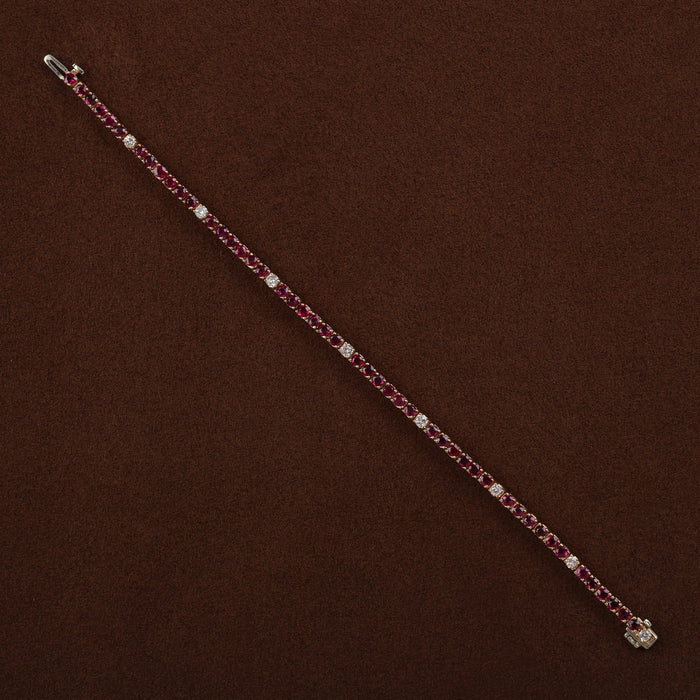 RUBY AND DIAMOND LINE BRACELET 14K YELLOW GOLD
