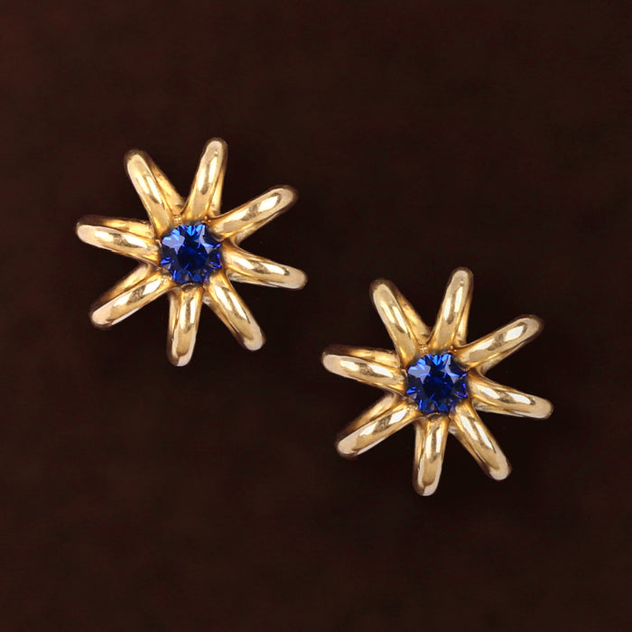 LUCIE HESKETT-BREM SAPPHIRE TWIST STUD EARRINGS IN 18K BLOOMED GOLD