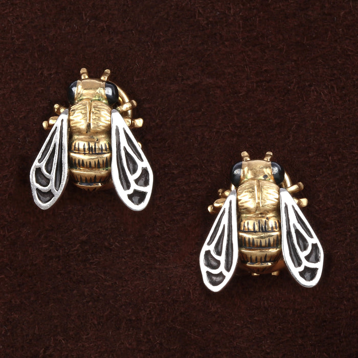 VINTAGE MCTEIGUE & MCCLELLAND HONEY BEE EARRINGS IN 18K YELLOW GOLD