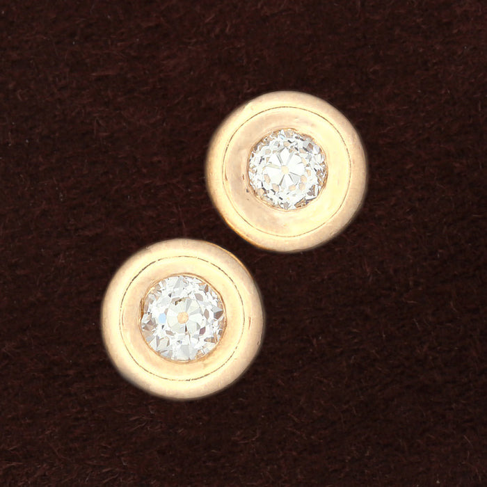 OLD MINE CUT DIAMOND DONUT STUDS 14K YELLOW GOLD