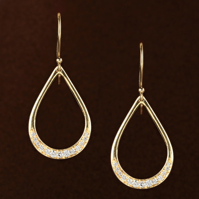 ESTATE IPPOLITA DIAMOND TEARDROP EARRINGS IN 18K YELLOW GOLD